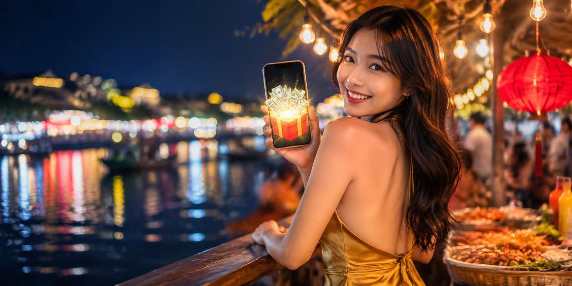Người dùng Mekong lướt trang thể thao trên trình duyệt di động ban đêm